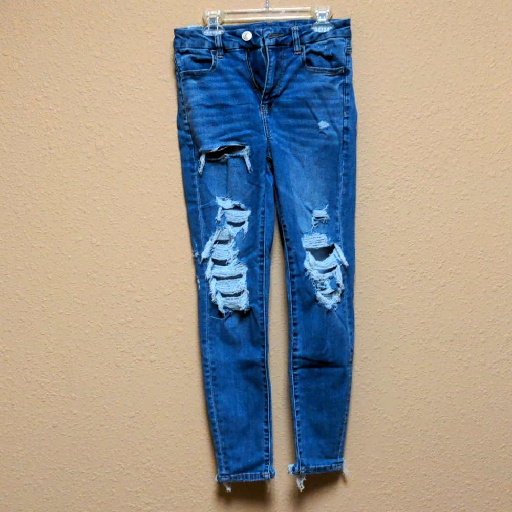Curvy hi-rise jegging distressed American eagle size 2 stretch
